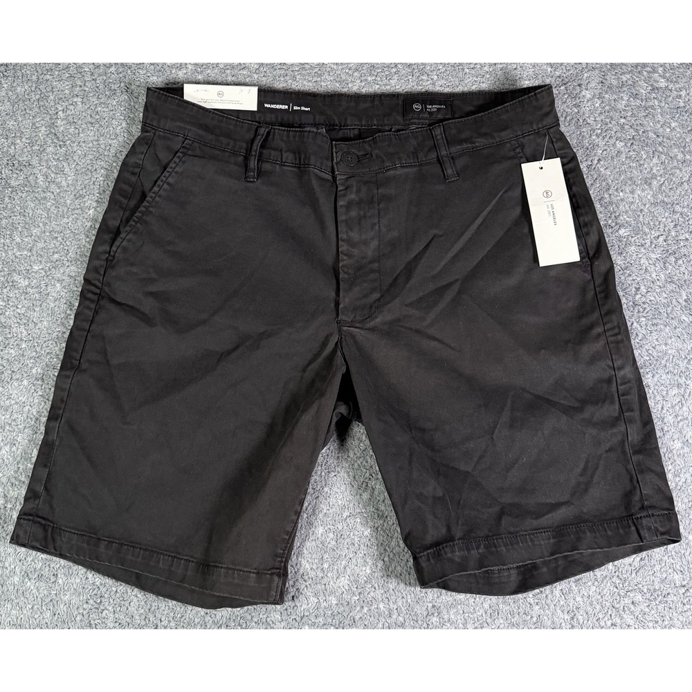 NWT AG Jeans Adriano Goldschmied Men's 32 Wanderer Slim Shorts Black Chino 8"